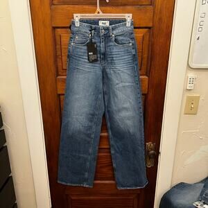 $259 PAIGE Sasha High Rise Wide Leg Jeans Stefania Distressed 32" Inseam Size 24